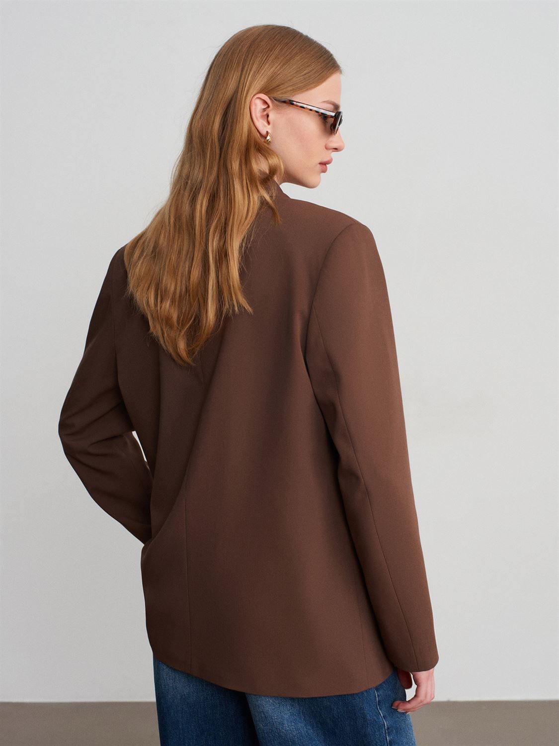 Kruvaze Oversize Blazer-Kahve