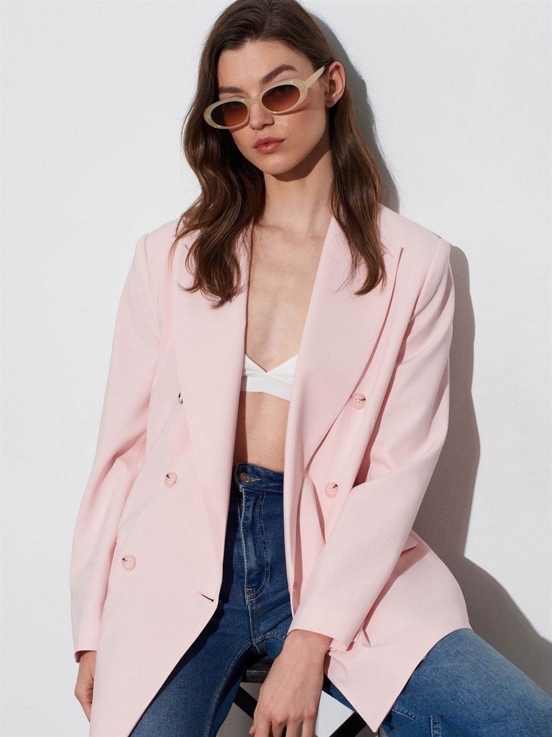 Blazer Ceket-Pembe
